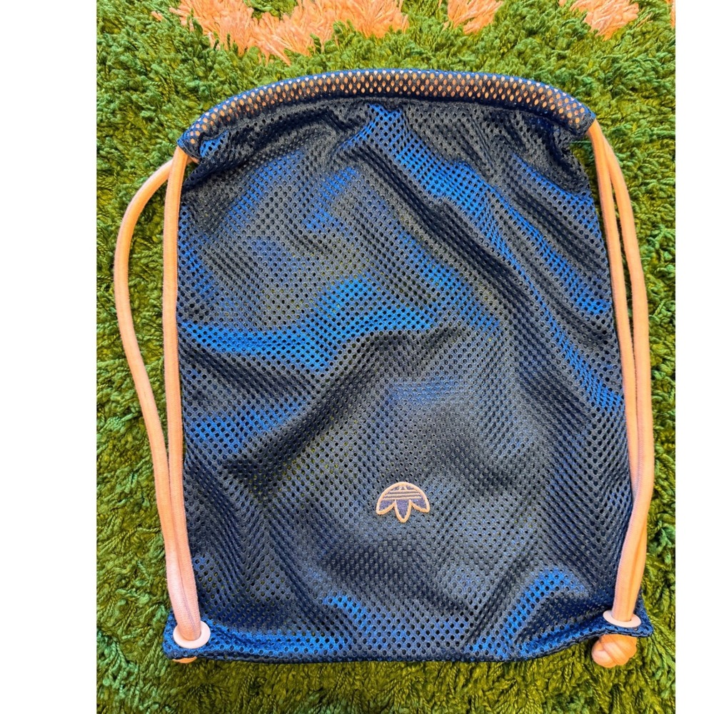 Adidas Alexander Wang Drawstring Bag Unisex OS Blue Excellent Mesh Cinch Sack
